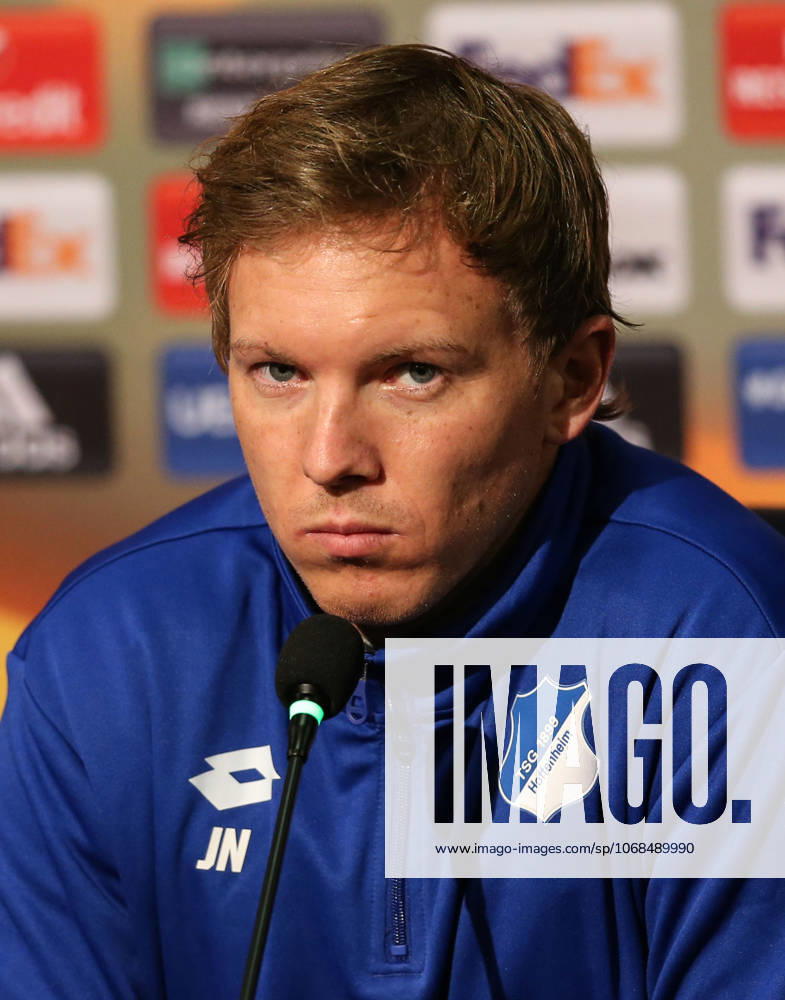 Hoffenheim s press conference, PK, Pressekonferenz ahead of the UEFA Europa League match ISTANBUL, TURKEY - NOVEMBER 01: Head coach of Hoffenheim Julian Nagelsmann attends a joint press conference ahead of UEFA Europa League Group C soccer match between Hoffenheim and Medipol Basaksehir at Fatih Terim Stadium in Istanbul, Turkey on November 01, 2017. Istanbul Turkey. Editorial use only. Please get in touch for any other usage.