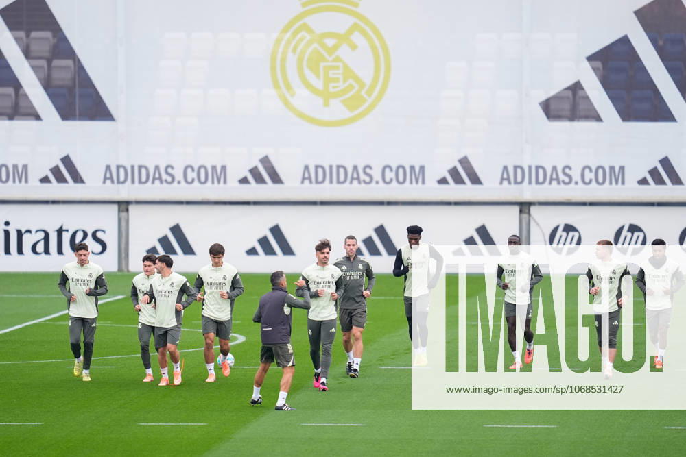 Federico Valverde, Fran Garcia, Brahim Diaz, Gonzalo Garcia, Raul Asencio, Aurelien Tchouameni, Ferland Mendy, Franco Mastantuono and Rodrygo during the training day of Real Madrid ahead the Spanish League, LaLiga EA Sports, football match against Valencia CF at Ciudad Deportiva Real Madrid on October 31, 2025, in Valdebebas, Madrid, Spain. Valdebebas Spain - ZUMAa181 20251031_zaa_a181_037