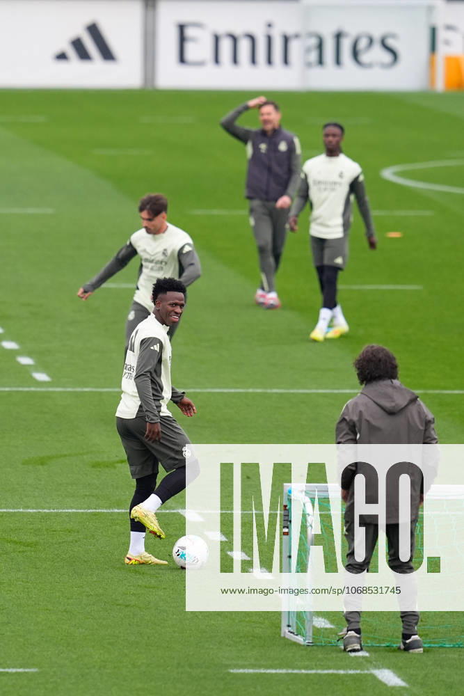 Vinicius Junior during the training day of Real Madrid ahead the Spanish League, LaLiga EA Sports, football match against Valencia CF at Ciudad Deportiva Real Madrid on October 31, 2025, in Valdebebas, Madrid, Spain. Valdebebas Spain - ZUMAa181 20251031_zaa_a181_039