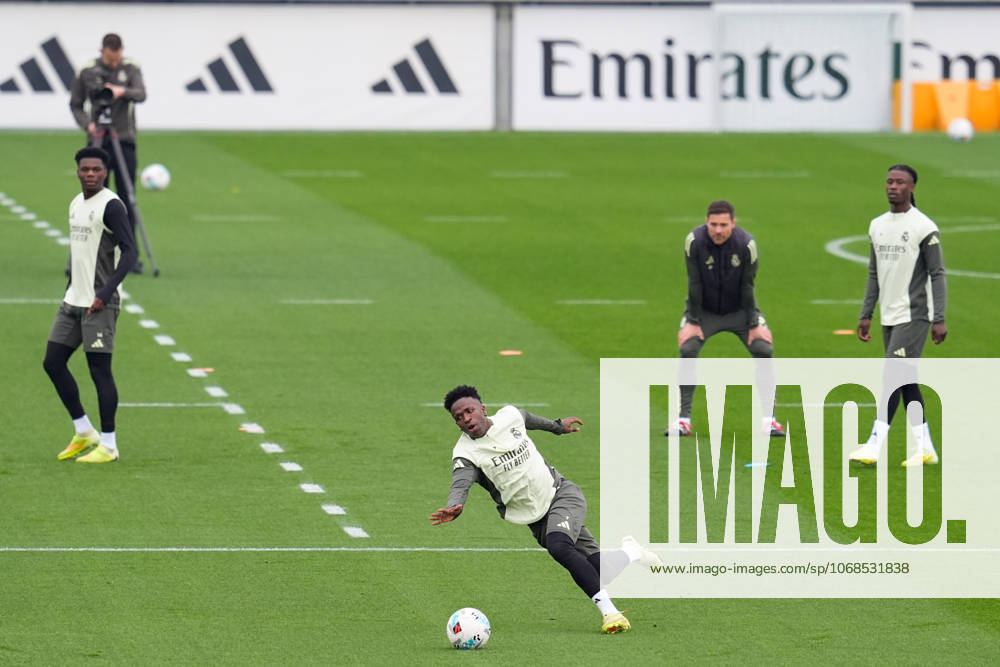 Vinicius Junior during the training day of Real Madrid ahead the Spanish League, LaLiga EA Sports, football match against Valencia CF at Ciudad Deportiva Real Madrid on October 31, 2025, in Valdebebas, Madrid, Spain. Valdebebas Spain - ZUMAa181 20251031_zaa_a181_053