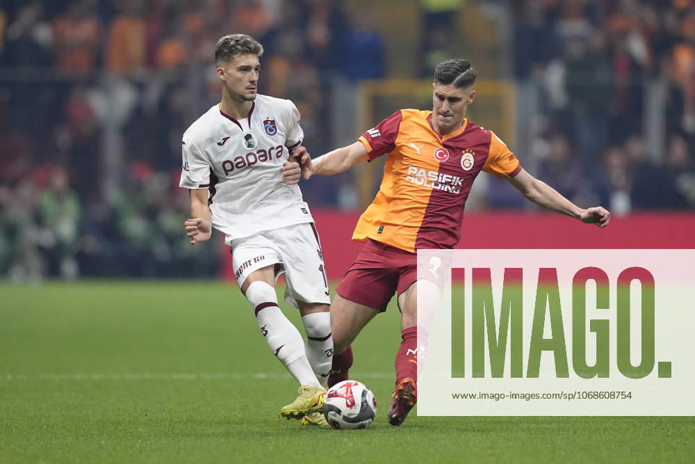 Galatasaray v Trabzonspor Turkish Super League Ernest Muci of Trabzonspor is seen in action with Roland Sallai of Galatasaray SK during the Turkish Super League match between Galatasaray and Trabzonspor at the Rems Park Stadium on November 1, 2025 in Istanbul, Turkey. (Photo by Gokhan Taner Middle East Images) Istanbul Istanbul Türkiye