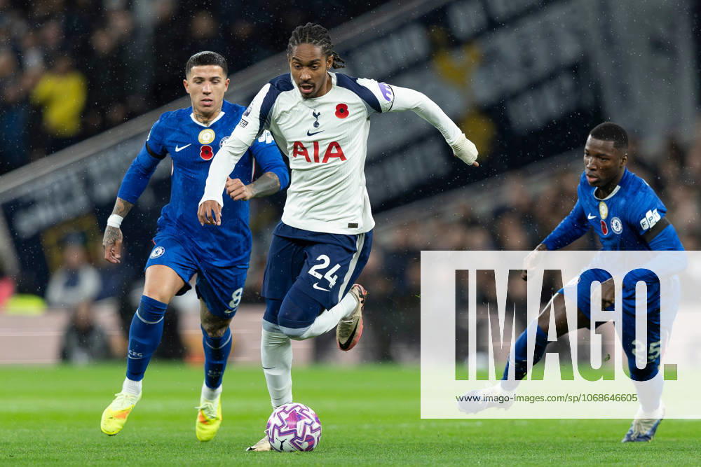 1st November 2025; Tottenham Hotspur Stadium, London, England; Premier League Football, Tottenham Hotspur versus Chelsea; Djed Spence of Tottenham Hotspur IanxStephen Content restricted for UK based newspaper
