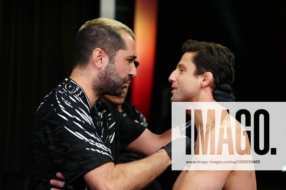 UFC Fight Night - Las Vegas Coach Diego Lima gives some instruction to Allan Nascimento before the fights against Cody Durden in a 3-round bout at UFC Apex for UFC Fight Night - Garcia vs Onama on November 1, 2025 in Las Vegas, NV, United States. Photo by Louis Grasse PxImages ABACAPRESS.COM Las Vegas, NV LAS VEGAS, NV United States