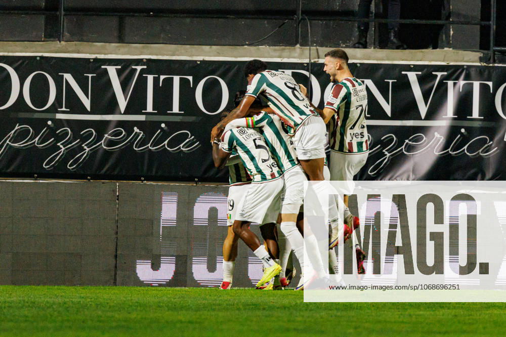 Players of Estrela seen celebrating after scoring goal during Liga Portugal game between teams of CF Estrela Amadora and Rio Ave FC at Estadio Jose Gomes (Maciej Rogowski Ball Raw Images) Amadora Estadio Jose Gomes Portugal