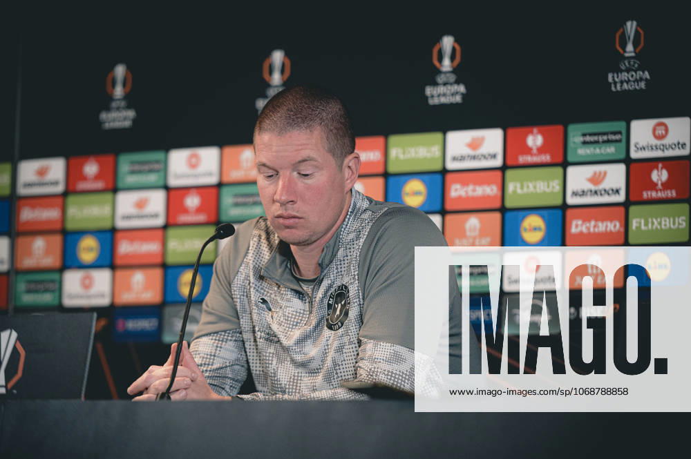 FC Midtjylland press conference, PK, Pressekonferenz - Europa League Herning, Denmark - November 5: Head coahc Mike Tullberg and Kevin Mbabu during FC Midtjylland press conference ahead of the match against Glasgow Celtic in UEFA Europa League at MCH Arena Herning MCH Arena Denmark
