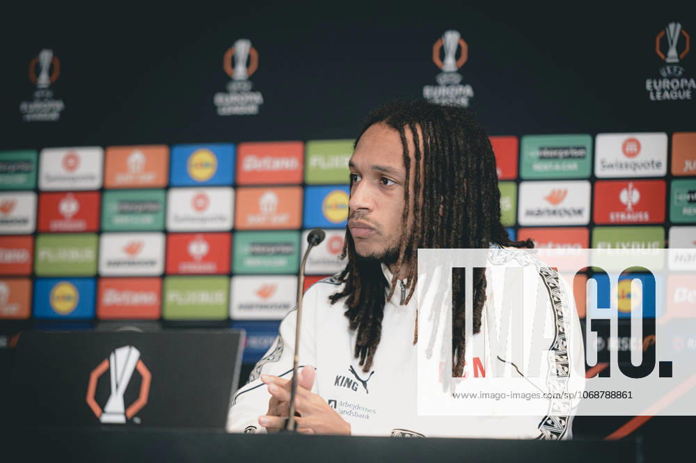 FC Midtjylland press conference, PK, Pressekonferenz - Europa League Herning, Denmark - November 5: Head coahc Mike Tullberg and Kevin Mbabu during FC Midtjylland press conference ahead of the match against Glasgow Celtic in UEFA Europa League at MCH Arena Herning MCH Arena Denmark
