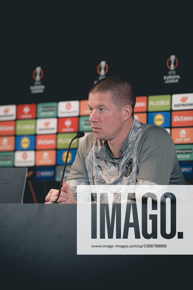 FC Midtjylland press conference, PK, Pressekonferenz - Europa League Herning, Denmark - November 5: Head coahc Mike Tullberg and Kevin Mbabu during FC Midtjylland press conference ahead of the match against Glasgow Celtic in UEFA Europa League at MCH Arena Herning MCH Arena Denmark