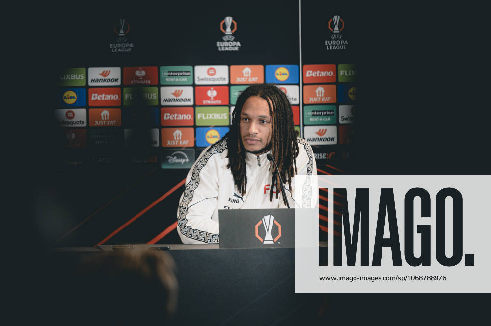 FC Midtjylland press conference, PK, Pressekonferenz - Europa League Herning, Denmark - November 5: Head coahc Mike Tullberg and Kevin Mbabu during FC Midtjylland press conference ahead of the match against Glasgow Celtic in UEFA Europa League at MCH Arena Herning MCH Arena Denmark