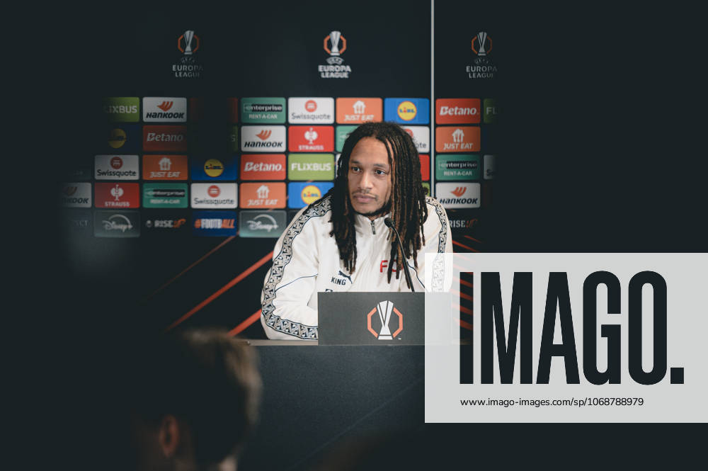 FC Midtjylland press conference, PK, Pressekonferenz - Europa League Herning, Denmark - November 5: Head coahc Mike Tullberg and Kevin Mbabu during FC Midtjylland press conference ahead of the match against Glasgow Celtic in UEFA Europa League at MCH Arena Herning MCH Arena Denmark