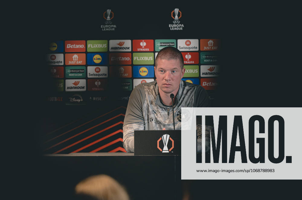 FC Midtjylland press conference, PK, Pressekonferenz - Europa League Herning, Denmark - November 5: Head coahc Mike Tullberg and Kevin Mbabu during FC Midtjylland press conference ahead of the match against Glasgow Celtic in UEFA Europa League at MCH Arena Herning MCH Arena Denmark