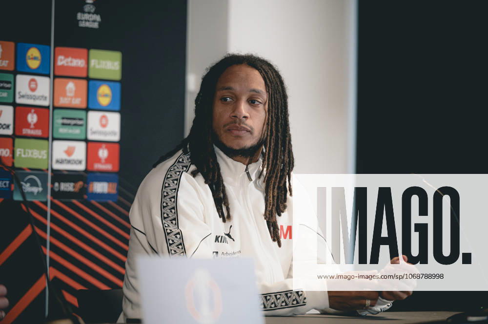 FC Midtjylland press conference, PK, Pressekonferenz - Europa League Herning, Denmark - November 5: Head coahc Mike Tullberg and Kevin Mbabu during FC Midtjylland press conference ahead of the match against Glasgow Celtic in UEFA Europa League at MCH Arena Herning MCH Arena Denmark