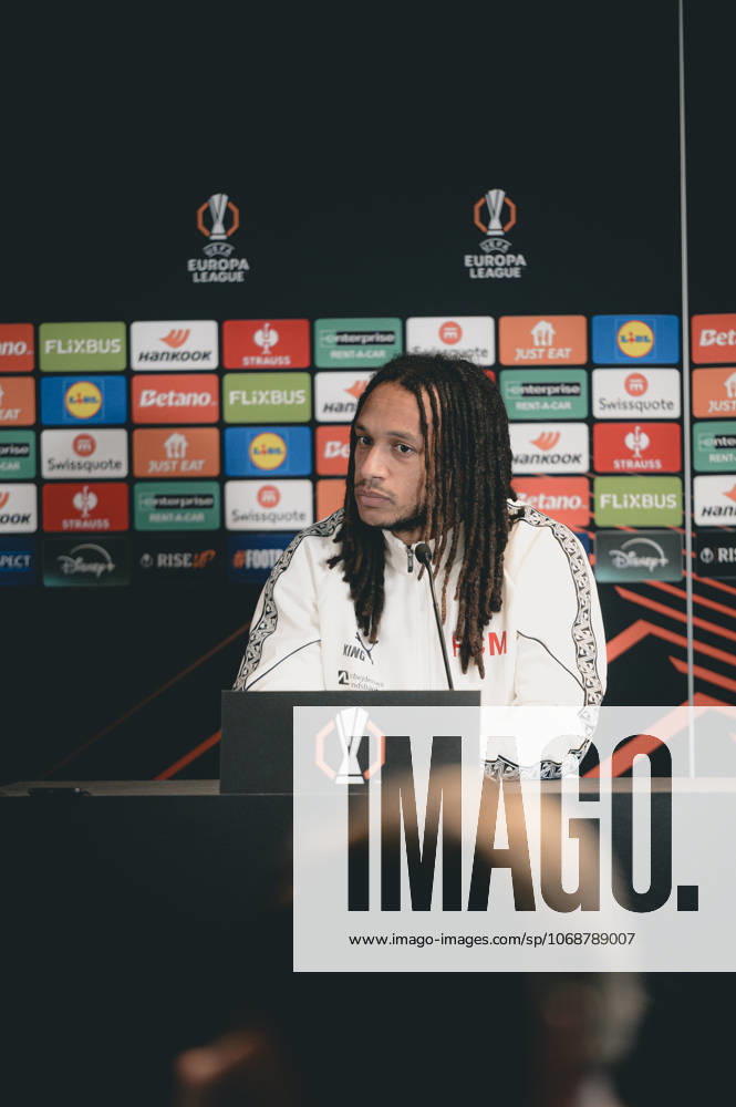 FC Midtjylland press conference, PK, Pressekonferenz - Europa League Herning, Denmark - November 5: Head coahc Mike Tullberg and Kevin Mbabu during FC Midtjylland press conference ahead of the match against Glasgow Celtic in UEFA Europa League at MCH Arena Herning MCH Arena Denmark