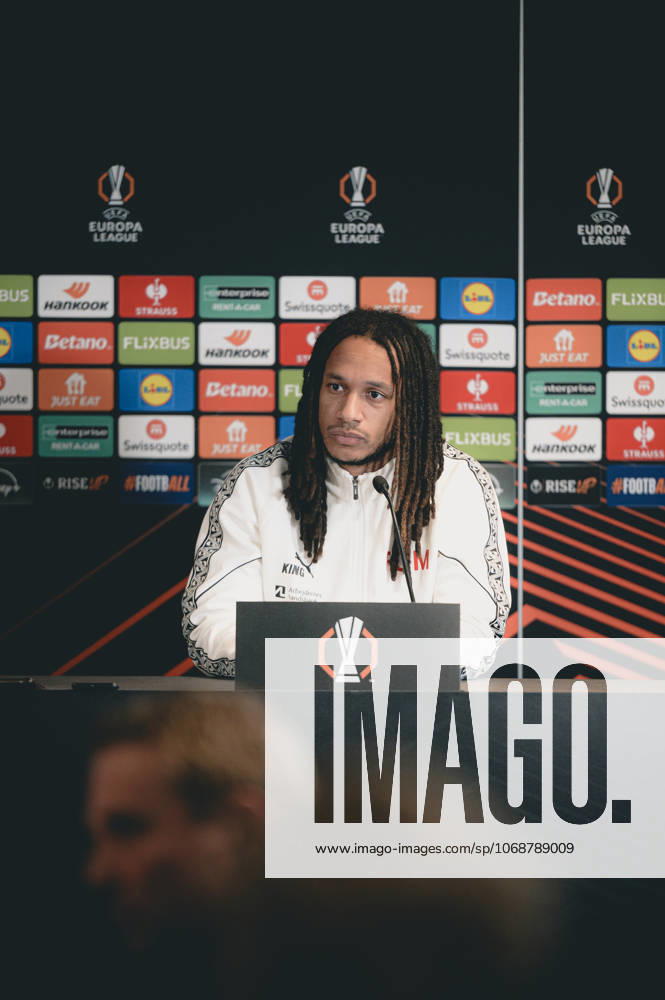 FC Midtjylland press conference, PK, Pressekonferenz - Europa League Herning, Denmark - November 5: Head coahc Mike Tullberg and Kevin Mbabu during FC Midtjylland press conference ahead of the match against Glasgow Celtic in UEFA Europa League at MCH Arena Herning MCH Arena Denmark