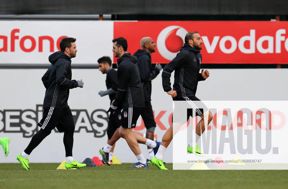 Besiktas training session ahead of UEFA Europa League match ISTANBUL, TURKEY - FEBRUARY 22: Cenk Tosun (R) and Gokhan Gonul (L) of Besiktas attend a training session ahead of UEFA Europa League Round of 32 match between Besiktas and Hapoel Beer-Sheva at Nevzat Demir Facilities in Istanbul, Turkey on February 22, 2017. Istanbul Turkey. Editorial use only. Please get in touch for any other usage.