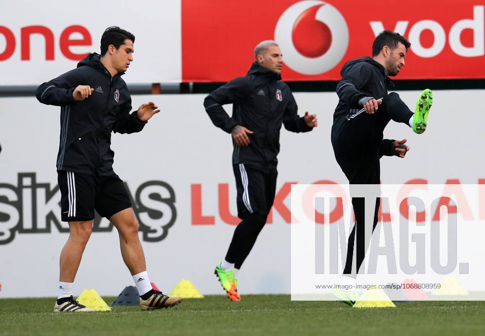Besiktas training session ahead of UEFA Europa League match ISTANBUL, TURKEY - FEBRUARY 22: Querasma (C), Necip Uysal (L) and Gokhan Gonul (R) of Besiktas attend a training session ahead of UEFA Europa League Round of 32 match between Besiktas and Hapoel Beer-Sheva at Nevzat Demir Facilities in Istanbul, Turkey on February 22, 2017. Istanbul Turkey. Editorial use only. Please get in touch for any other usage.