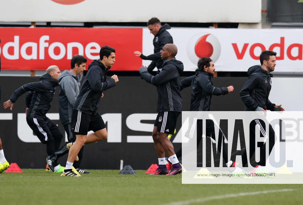 Besiktas training session ahead of UEFA Europa League match ISTANBUL, TURKEY - FEBRUARY 22: Querasma (L), Necip Uysal (3rd L) and Gokhan Gonul (R) of Besiktas attend a training session ahead of UEFA Europa League Round of 32 match between Besiktas and Hapoel Beer-Sheva at Nevzat Demir Facilities in Istanbul, Turkey on February 22, 2017. Istanbul Turkey. Editorial use only. Please get in touch for any other usage.