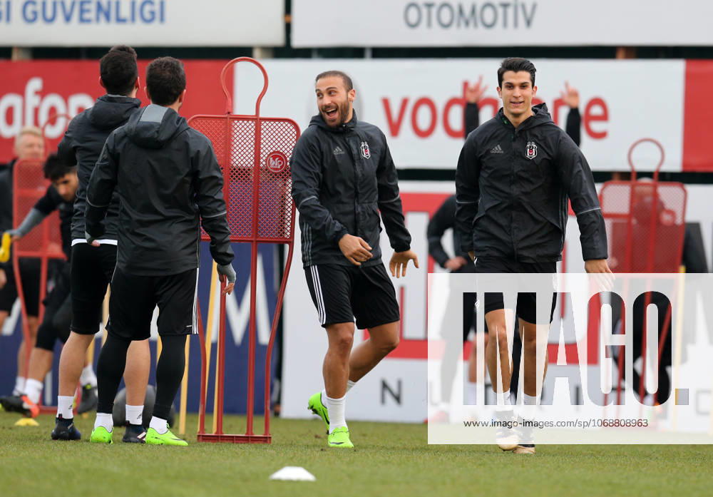 Besiktas training session ahead of UEFA Europa League match ISTANBUL, TURKEY - FEBRUARY 22: Necip Uysal (R) and Cenk Tosun (2nd R) of Besiktas attend a training session ahead of UEFA Europa League Round of 32 match between Besiktas and Hapoel Beer-Sheva at Nevzat Demir Facilities in Istanbul, Turkey on February 22, 2017. Istanbul Turkey. Editorial use only. Please get in touch for any other usage.