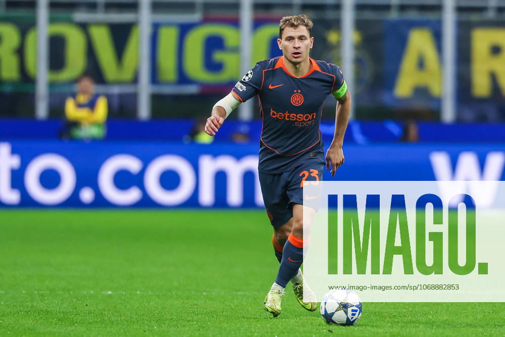 Nicolo Barella of FC Internazionale seen in action during UEFA Champions League 2025 26 League Phase - Matchday 4 football match between FC Internazionale and FC Kairat Almaty at San Siro Stadium in Milan Italy on 05 November 2025. Milan Stadio Giuseppe Meazza Milan Italy
