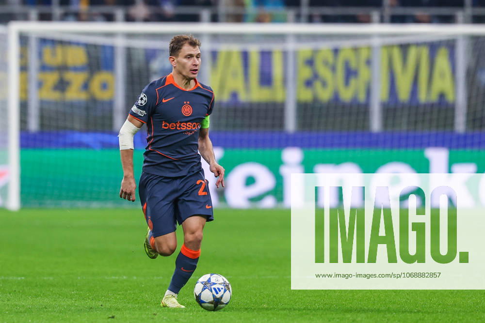 Nicolo Barella of FC Internazionale seen in action during UEFA Champions League 2025 26 League Phase - Matchday 4 football match between FC Internazionale and FC Kairat Almaty at San Siro Stadium in Milan Italy on 05 November 2025. Milan Stadio Giuseppe Meazza Milan Italy