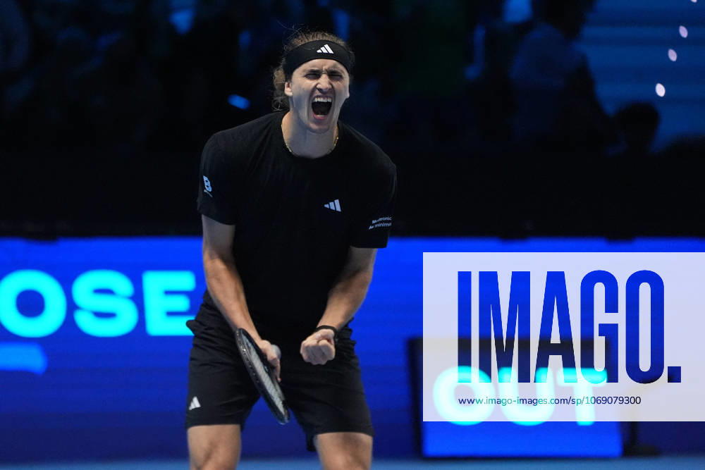 TENNIS - Internazionali di Tennis - Nitto ATP, Tennis Herren Finals 2025 Alexander Zverev (Germany) celebrates the victory in the match againts Ben Shelton (USA) during Nitto ATP Finals 2025, International Tennis match in Turin, Italy, November 09 2025 Turin Italy