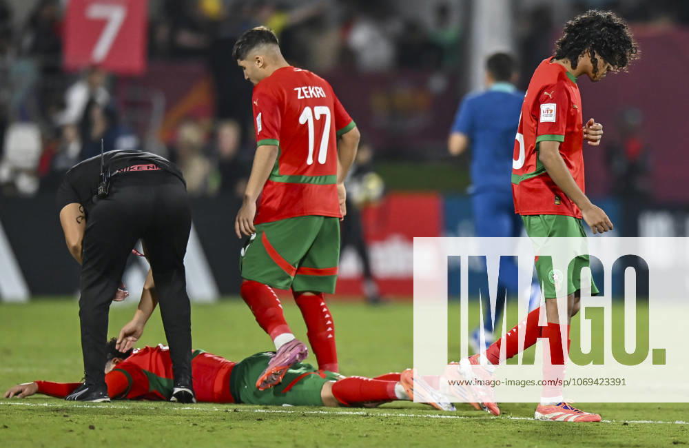 Morocco v Brazil : Quarter-final- FIFA U-17 World Cup Qatar 2025 Players of Morocco look dejected after the FIFA U-17 World Cup Qatar 2025 Quarter-final match between Morocco and Brazil in Doha, Qatar, on November 21, 2025. DOHA Qatar
