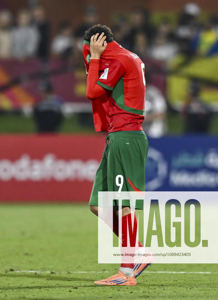 Morocco v Brazil : Quarter-final- FIFA U-17 World Cup Qatar 2025 Ziyad Baha of Morocco looks dejected after the FIFA U-17 World Cup Qatar 2025 Quarter-final match between Morocco and Brazil in Doha, Qatar, on November 21, 2025. DOHA Qatar