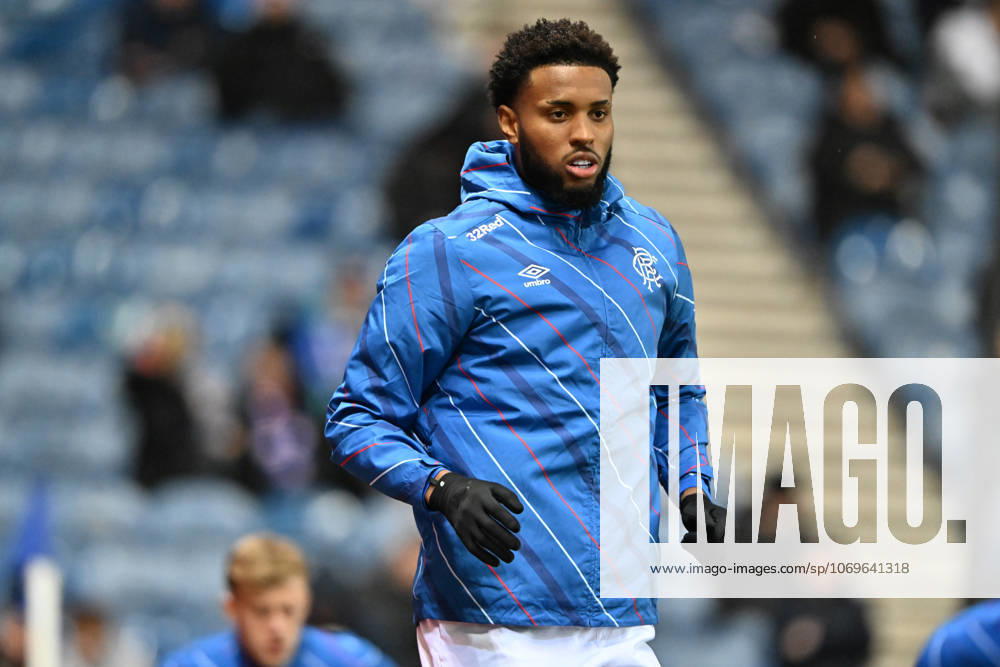 Rangers v S.C. Braga UEFA Europa League Youssef Chermiti of Rangers warms up during the UEFA Europa League match at Ibrox Stadium, Glasgow UK Newspapers OUT