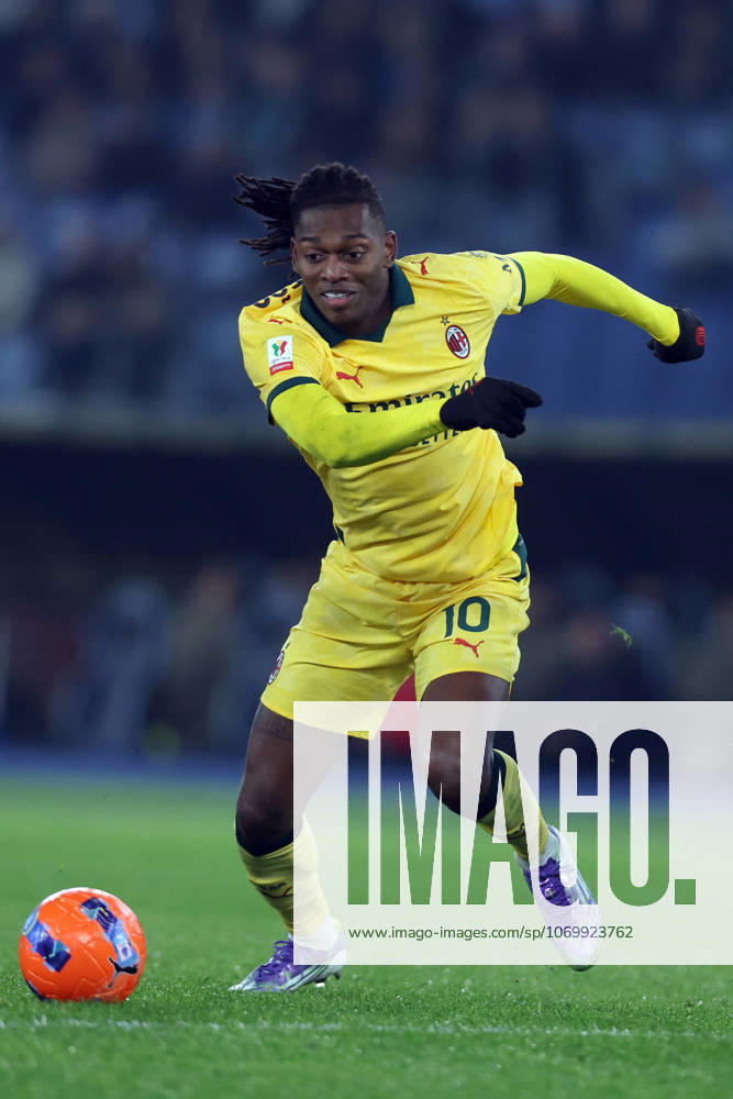 Football: Coppa Italia 2025-2026 round of 16 SS Lazio vs AC Milan Rome, Italy - December 4, 2025: Rafael Leao of Milan seen in action during the Coppa Italia 2025-2026 round of 16 - football match between SS Lazio vs AC Milan at Olympic Stadium. rome olympic stadium italy italy
