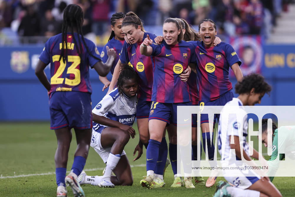 Ewa Barbara Pajor of FC Barcelona, Barca celebrates a goal with teammates during the Spanish Women league, Liga F, football match played between FC Barcelona and Costa Adeje Tenerife at Johan Cruyff Stadium on December 06, 2025 in Sant Joan Despi, Barcelona. Sant Joan Despi Spain - ZUMAa181 20251206_zaa_a181_209