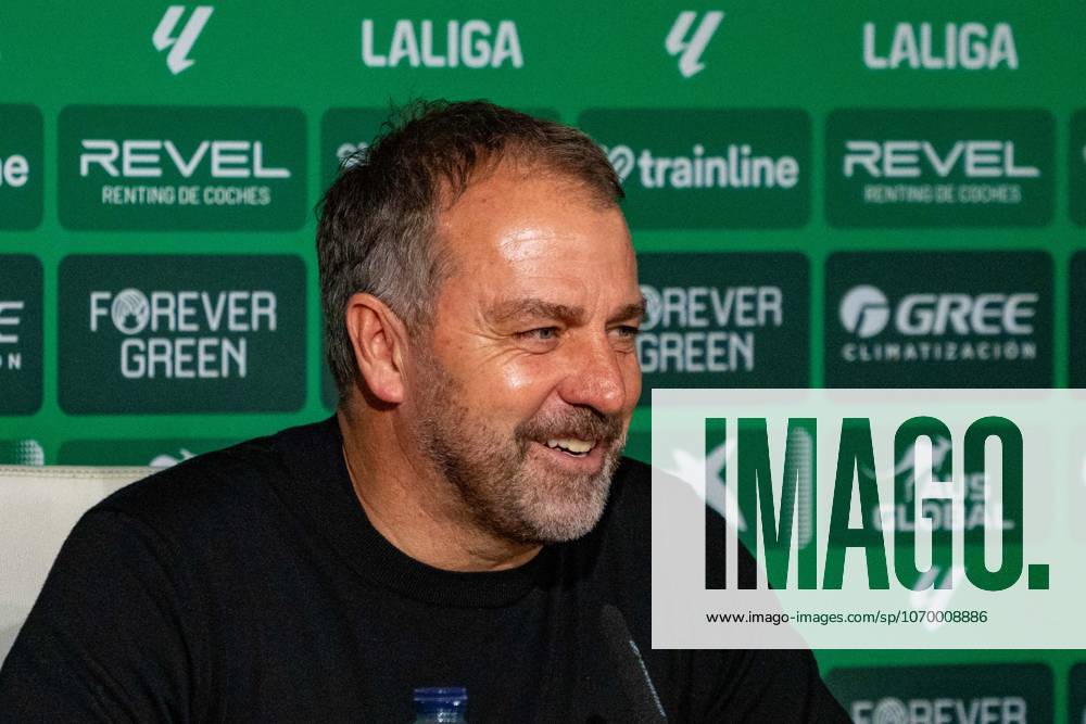 FC Barcelona, Barca head coach, Hansi Flick, smiling during the press conference, PK, Pressekonferenz after the La Liga EA Sports match between Real Betis and FC Barcelona at Estadio La Cartuja on December 6th 2025, in Sevilla, Spain