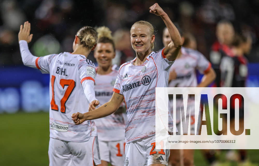 GER, Frankfurt, Eintracht Frankfurt vs FC Bayern München, Google Pixel Bundesliga, Fussball, DFB, Spielzeit 2025 2026, Stadion am Brentanobad, 12. Spieltag im Bild: Pernille Harder (Bayern München 21) erzielt das Tor zum 3:0, Jubel und Emotionen DFB DFL REGULATIONS PROHIBIT ANY USE OF PHOTOGRAPHS AS IMAGE SEQUENCES AND OR QUASI-VIDEO