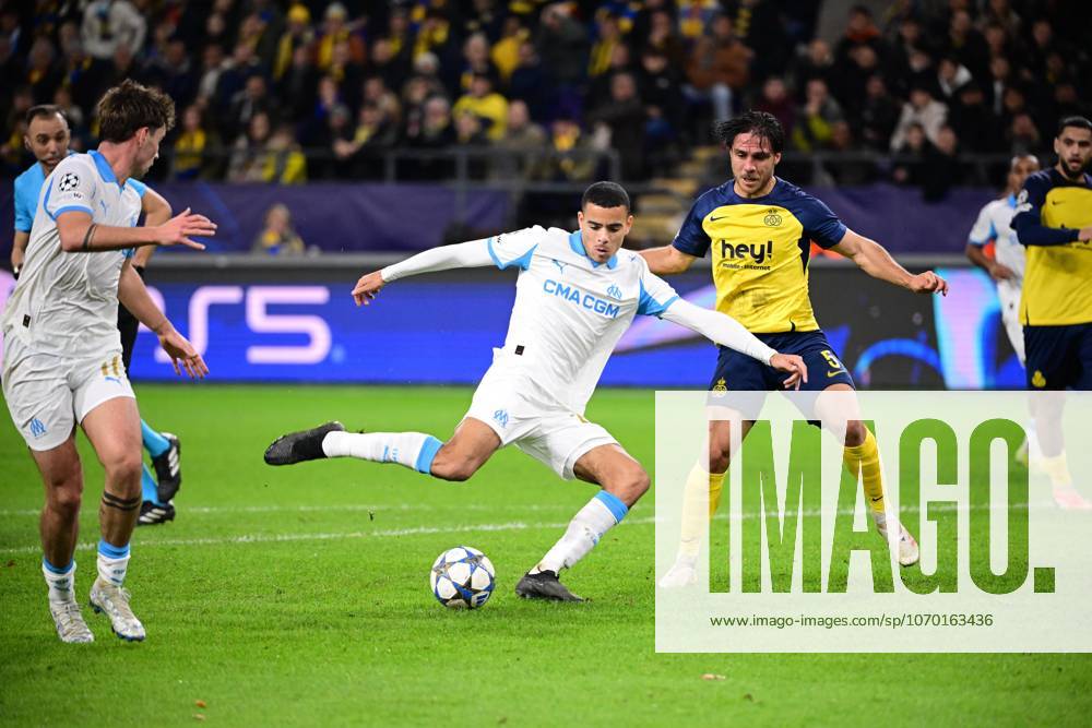 Greenwood (mason) mac allister (kevin) FOOT LIGUE DES CHAMPIONS 2025 UNION ST GILLOISE-MARSEILLE (2-3) LOTTO PARK ANDERLECHT BELGIQUE 09 12 2025 AUTISSIER JEAN BAPTISTE action du but de greenwood 1-2, 41 ANDERLECHT LOTTO PARK Belgique GermanyxJapanxUKxFrancexBelgiumxOUT