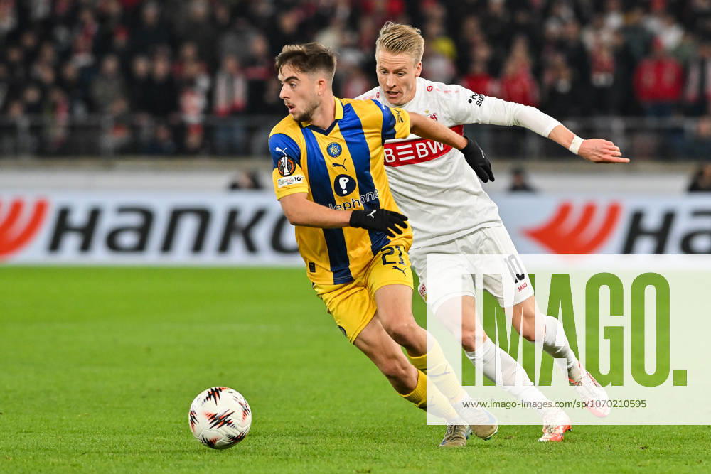 Europa League; VfB Stuttgart - Maccabi Tel Aviv; 11.12.2025 STUTTGART, GERMANY - 11. DECEMBER: im Duell Noam Ben HARUSH (Maccabi Tel Aviv 21) und Chris FÜHRICH (VfB Stuttgart 10) während dem Match zwischen dem VfB Stuttgart und Maccabi Tel Aviv am 6. Spieltag der UEFA Europa League Ligaphase in der MHP Arena