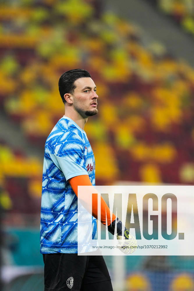 UEFA Europa League: Fotbal Club FCSB v Feyenoord Bucharest - Feyenoord keeper Justin Bijlow during the sixth match of the UEFA Europa League 2025 2026. The match is set between Fotbal Club FCSB and Feyenoord at Arena Nationala on 11 December 2025 in Bucharest, Romania.
