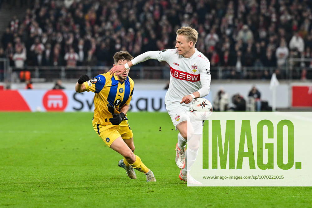 Europa League; VfB Stuttgart - Maccabi Tel Aviv; 11.12.2025 StUTTGART, GERMANY - 11. DECEMBER: im Duell Noam Ben HARUSH (Maccabi Tel Aviv 21) und Chris FÜHRICH (VfB Stuttgart 10) während dem Match zwischen dem VfB Stuttgart und Maccabi Tel Aviv am 6. Spieltag der UEFA Europa League Ligaphase in der MHP Arena