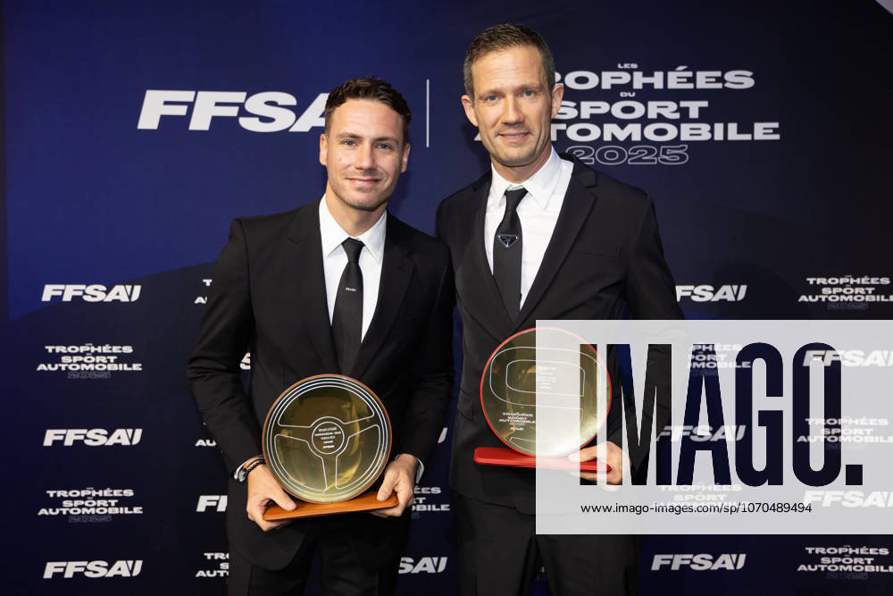 FFSA - LES TROPHEES DU AUTOMOBILE 2025 LANDAIS Vincent, Champion du Monde WRC, Motorsport Rallye, WM - Copilote, Volant d Or, portrait, OGIER Sà bastien, Champion de Monde WRC, Volant d Or, portrait during Les Trophà es du Sport Automobile 2025 at Salle Pleyel, on December 18, 2025 in Paris, France - ParisFrance