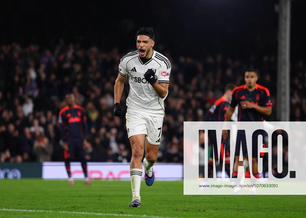 22nd December 2025; Craven Cottage, Fulham, London, England; Premier League Football, Fulham versus Nottingham Forest; Raul Jimenez of Fulham celebrates scoring his sides 1st goal from a penalty in the 48th minute to make it 1-0 JohnxPatrickxFletcher