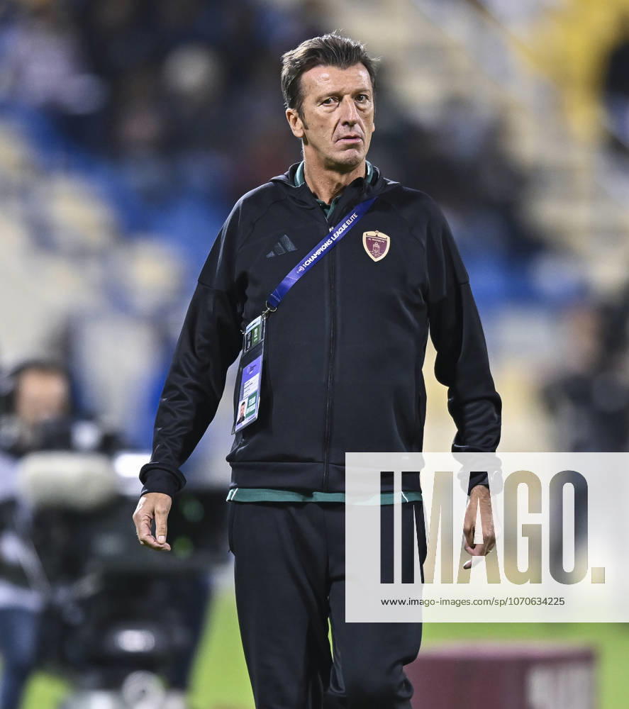 AFC CHAMPIONS LEAGUE ELITE, AL GHARAFA SC V AL WAHDA FC Dimas Manuel Teixeira head coach of Al Wahda FC reacts during the AFC Champions League elite west football match between Qatar s Al Gharafa SC and United Arab Emirates Al Wahda FC at Thani Bin Jassim Stadium in Doha, Qatar on December 22, 2025. DOHA Qatar