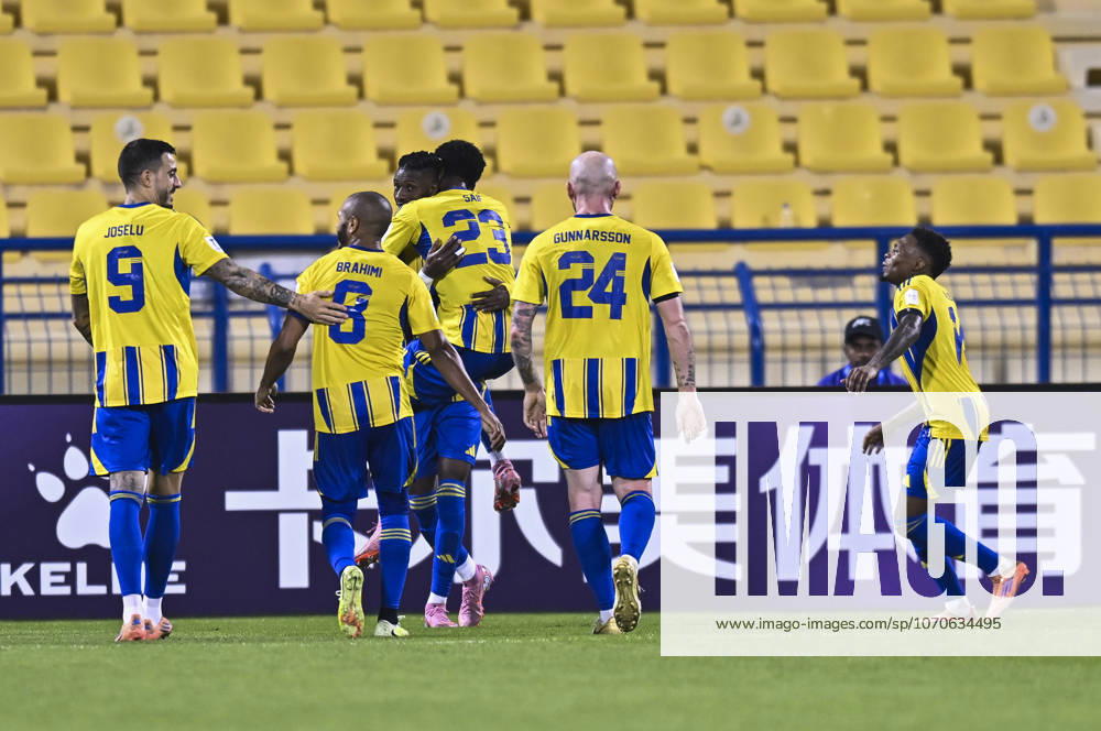 AFC CHAMPIONS LEAGUE ELITE, AL GHARAFA SC V AL WAHDA FC Plauers of Al Gharafa SC celebrates after scoring a goal during the AFC Champions League elite west football match between Qatar s Al Gharafa SC and United Arab Emirates Al Wahda FC at Thani Bin Jassim Stadium in Doha, Qatar on December 22, 2025. DOHA Qatar