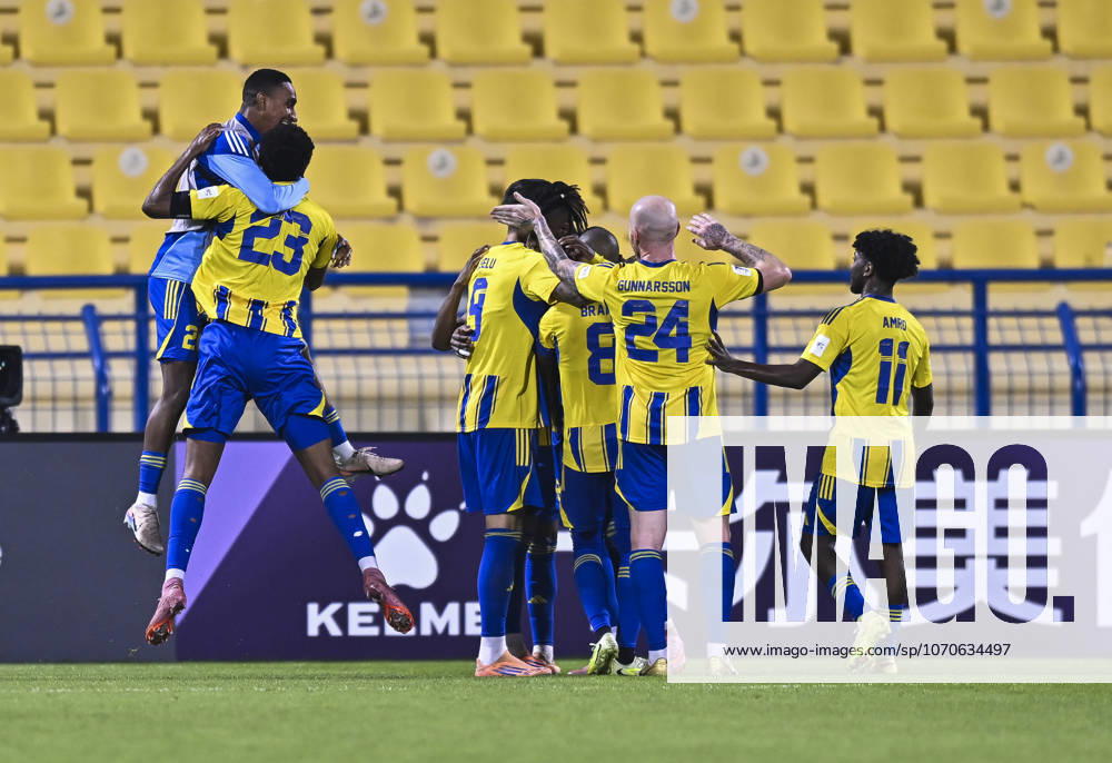 AFC CHAMPIONS LEAGUE ELITE, AL GHARAFA SC V AL WAHDA FC Plauers of Al Gharafa SC celebrates after scoring a goal during the AFC Champions League elite west football match between Qatar s Al Gharafa SC and United Arab Emirates Al Wahda FC at Thani Bin Jassim Stadium in Doha, Qatar on December 22, 2025. DOHA Qatar