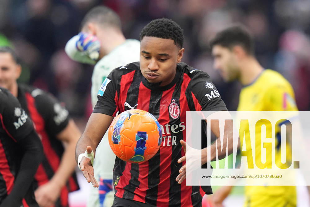 AC Milan s Christopher Nkunku celebrates after scoring 2-0 during the Serie A soccer match between Milan and Hellas Verona at the San Siro Stadium in Milan , north Italy - Sunday , December 28 , 2025. - Soccer .