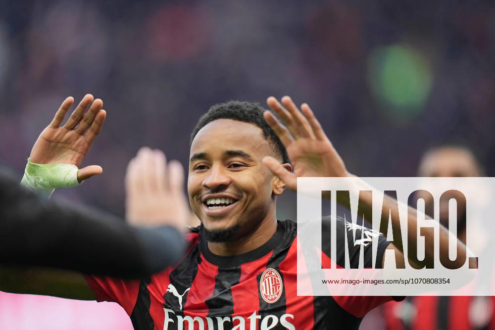 AC Milan s Christopher Nkunku celebrates after scoring 3-0 during the Serie A soccer match between Milan and Hellas Verona at the San Siro Stadium in Milan , north Italy - Sunday , December 28 , 2025. - Soccer .