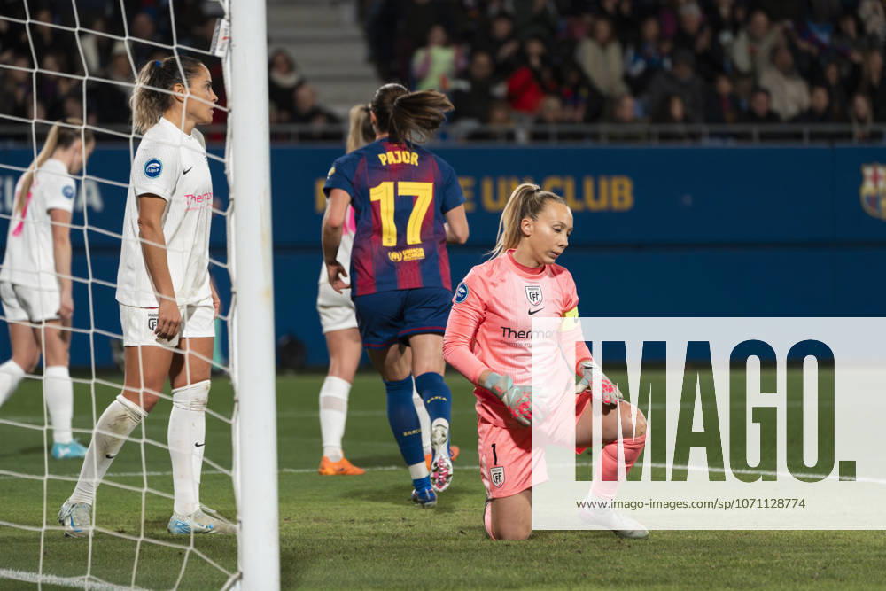 FC Barcelona, Barca Femeni v Madrid CFF - Liga F Moeve Paola Ulloa Jimenez, goalkeeper of Madrid CFF, receives a goal during the Liga F Moeve match between FC Barcelona and Madrid CFF at Estadi Johan Cruyff in Barcelona, Spain, on January 10, 2026 Barcelona Spain