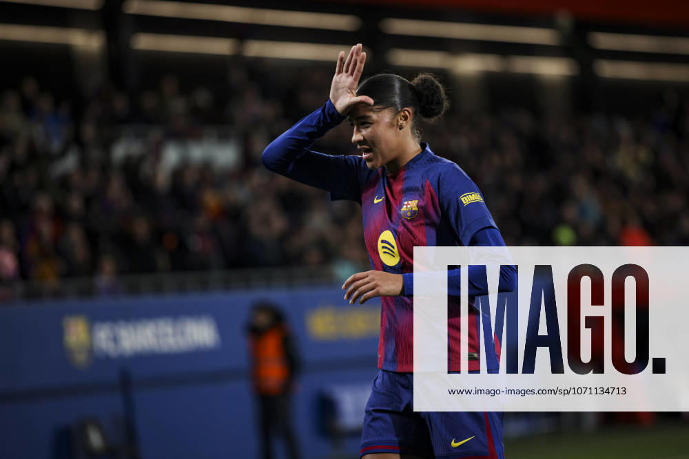 FC Barcelona, Barca Femeni V Madrid CFF - Liga F Moeve Sydney Schertenleib of FC Barcelona celebrates after scoring a goal during the Liga F Moeve match between FC Barcelona Femeni and Madrid CFF at Estadi Johan Cruyff in Barcelona, Spain, on January 10, 2026. Barcelona Spain