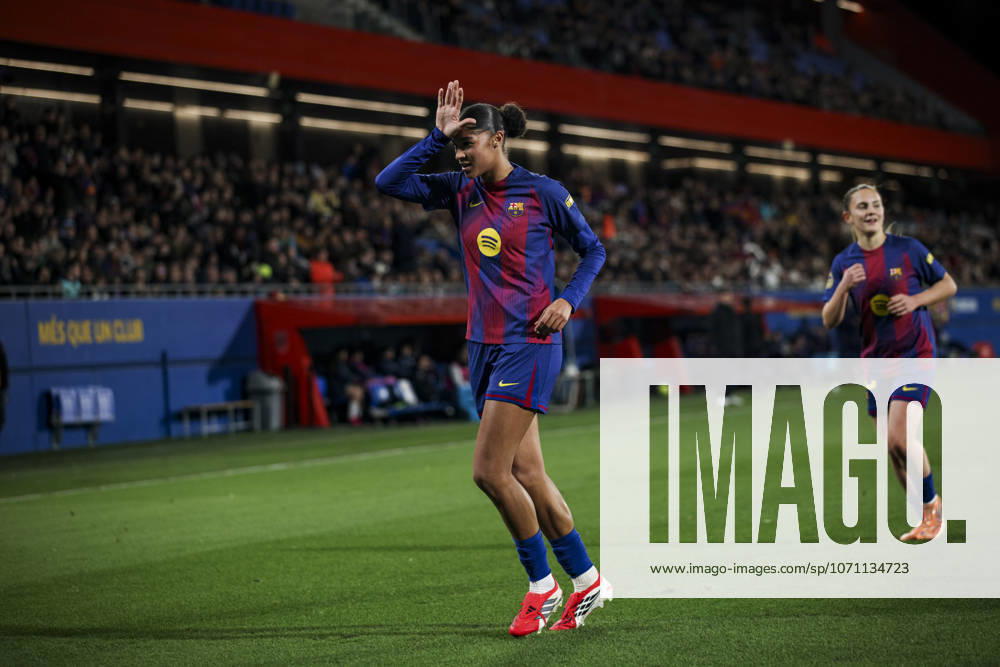 FC Barcelona, Barca Femeni V Madrid CFF - Liga F Moeve Sydney Schertenleib of FC Barcelona celebrates after scoring a goal during the Liga F Moeve match between FC Barcelona Femeni and Madrid CFF at Estadi Johan Cruyff in Barcelona, Spain, on January 10, 2026. Barcelona Spain