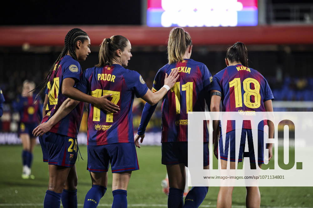 FC Barcelona, Barca Femeni V Madrid CFF - Liga F Moeve Alexia Putellas of FC Barcelona celebrates after scoring a goal with her teammates during the Liga F Moeve match between FC Barcelona Femeni and Madrid CFF at Estadi Johan Cruyff in Barcelona, Spain, on January 10, 2026. Barcelona Spain