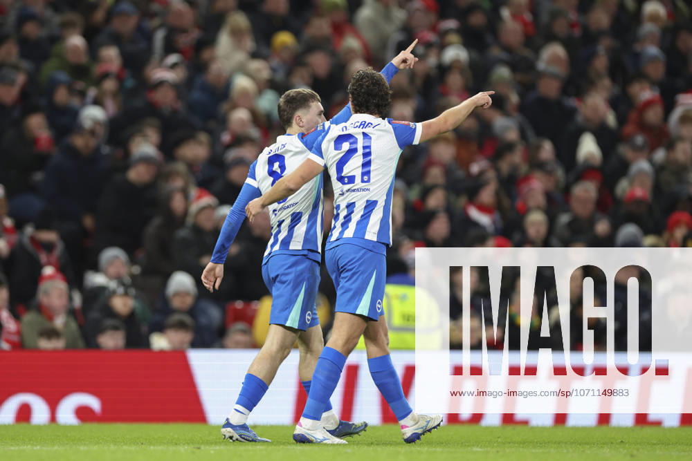 Manchester United, ManU v Brighton & Hove Albion, Emirates FA Cup Brighton & Hove Albion midfielder Brajan Gruda (8) scores a GOAL 0-1 and celebrates during the Manchester United v Brighton & Hove Albion Emirates FA Cup Third Round match at Old Trafford, Manchester, England on 11 January 2026 Credit: Phil Duncan Every Second Media Editorial use only. All images are copyright Every Second Media Limited. No images may be reproduced without prior permission. All rights reserved. Premier League and Football League images are subject to licensing agreements with Football DataCo Limited. see https: www.football-dataco.com