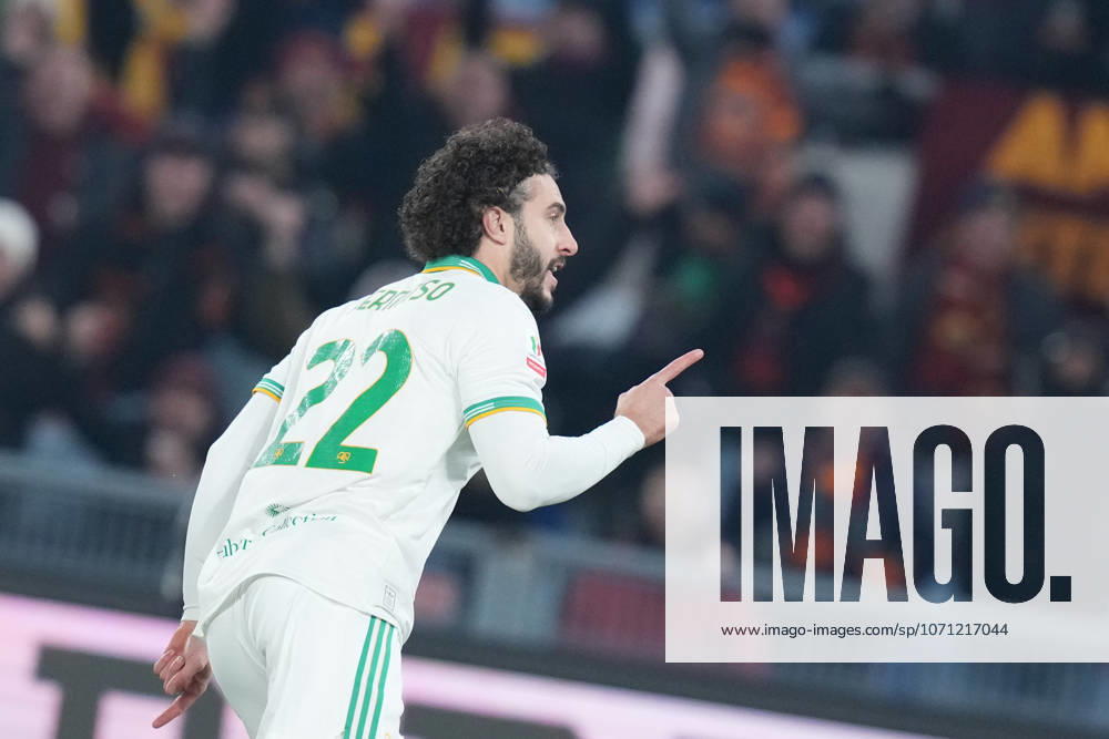 Romas Mario Hermoso celebrates after scoring during the Frecciarossa Italian Cup 2025 2026 soccer match between Roma and Torino at the Rome s Olympic stadium, Italy - Tuesday January 13, 2025 - Soccer ( Photo by Alfredo Falcone LaPresse )