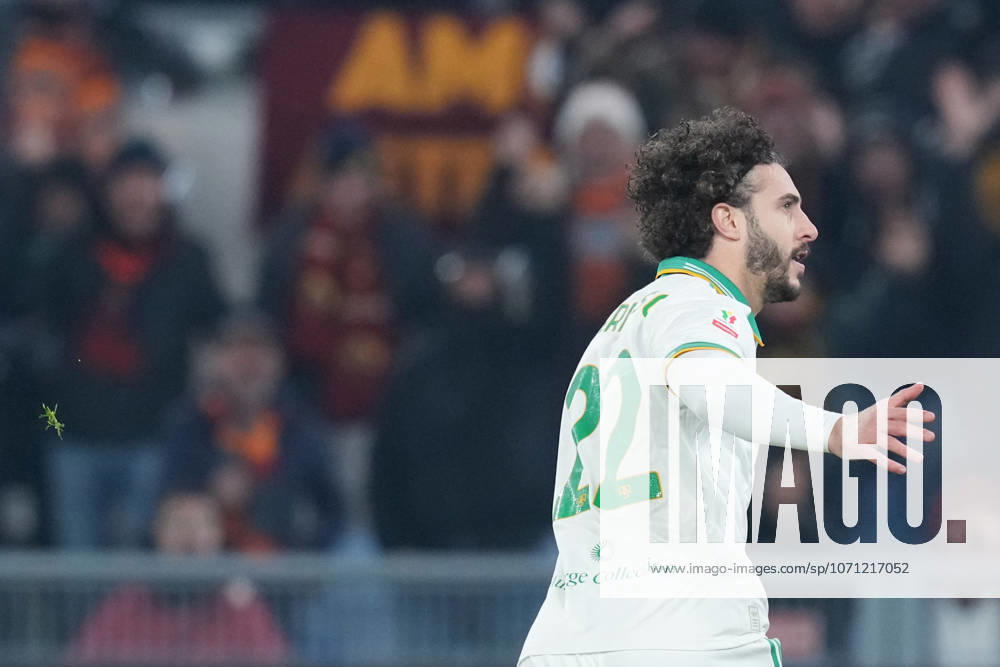 Romas Mario Hermoso celebrates after scoring during the Frecciarossa Italian Cup 2025 2026 soccer match between Roma and Torino at the Rome s Olympic stadium, Italy - Tuesday January 13, 2025 - Soccer ( Photo by Alfredo Falcone LaPresse )