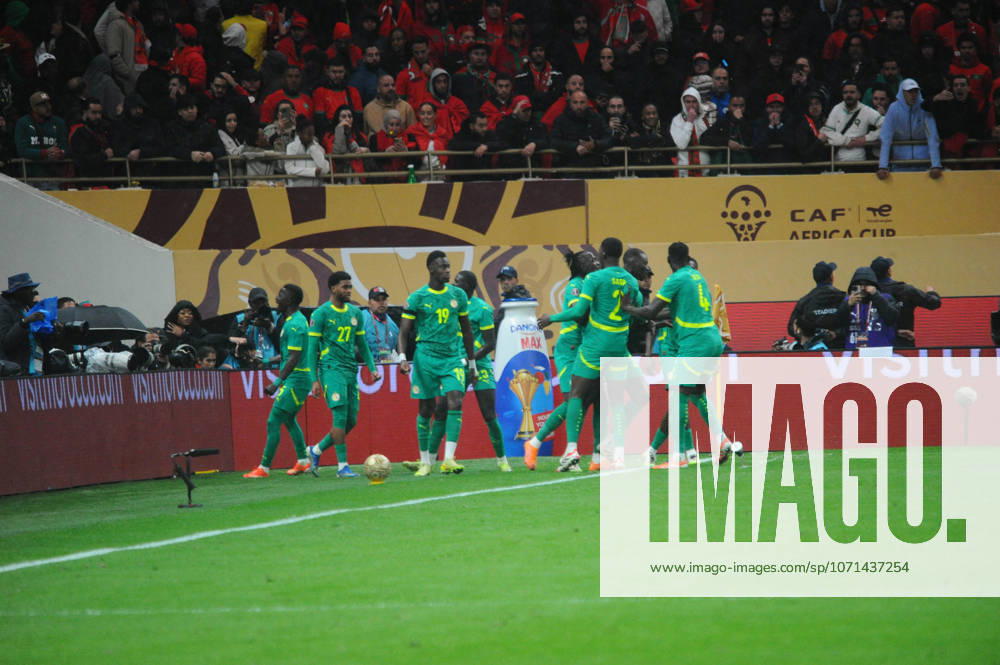 Senegal celebrate during the Africa Cup of Nations (AFCON) Final match between Senegal and Morocco in Rabat on January 18th in Rabat, Morocco. Photo by Segun Ogunfeyitimi